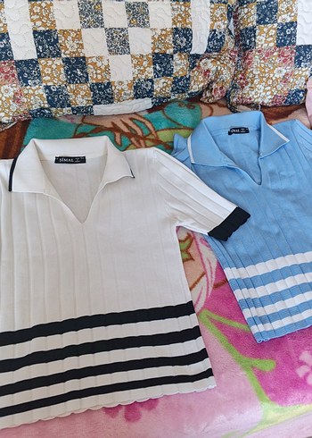 Kısa Kollu Triko Mini Kadın Tişört 2si100TL - Görsel 2