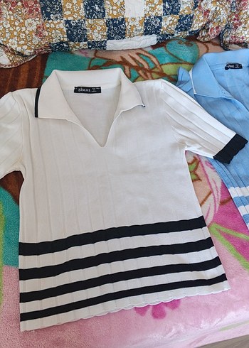 Kısa Kollu Triko Mini Kadın Tişört 2si100TL - Görsel 5