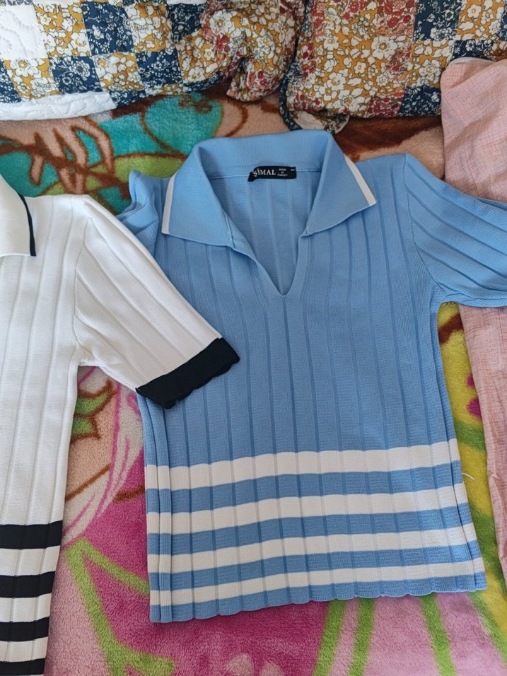 Kısa Kollu Triko Mini Kadın Tişört 2si100TL - Görsel 3