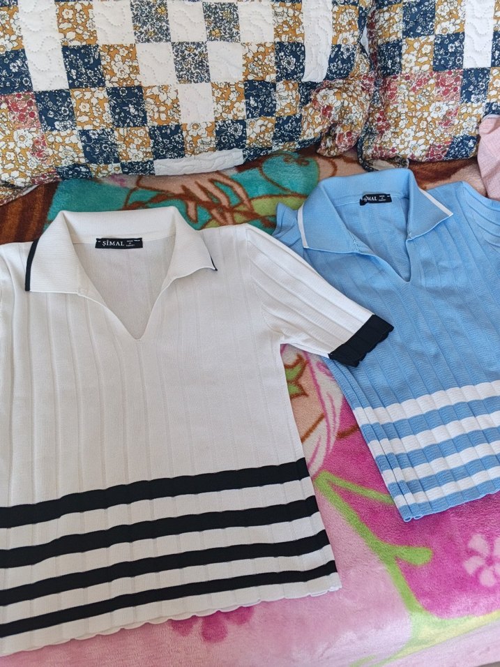 Kısa Kollu Triko Mini Kadın Tişört 2si100TL - Görsel 2