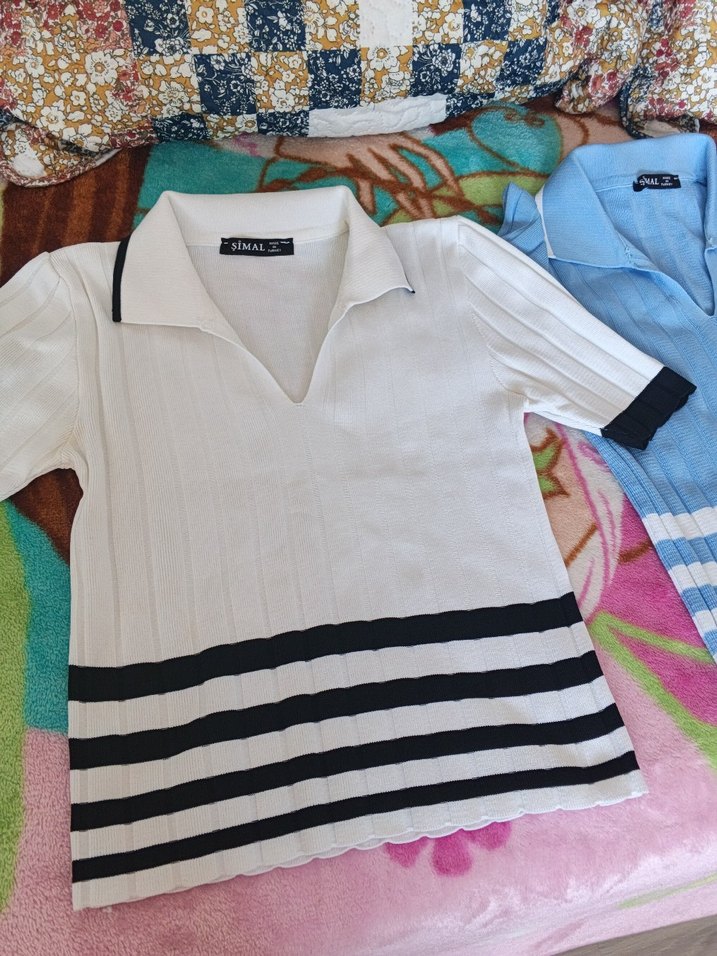 Kısa Kollu Triko Mini Kadın Tişört 2si100TL - Görsel 5