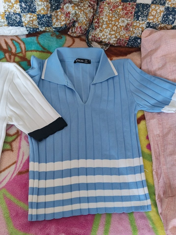 Kısa Kollu Triko Mini Kadın Tişört 2si100TL - Görsel 4