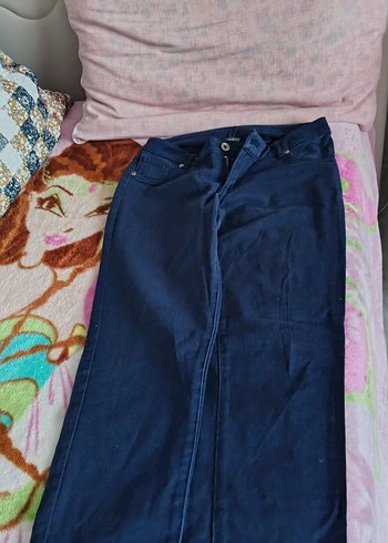 Kadın Mavi Denim Midi Boy Düğmeli Jean - Görsel 2