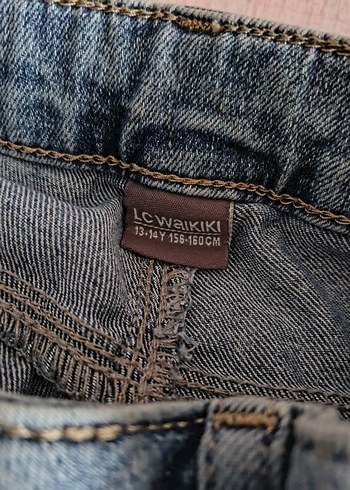 Gri Mavi Bağlama Desenli Düğmeli Kadın Kot Pantolon - Görsel 3