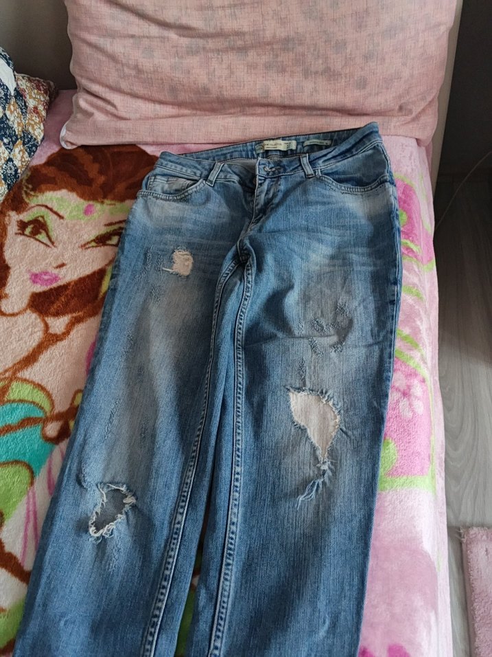 Pastel Mavi Bağcıklı Rahat Kesim Kadın Kot Pantolon - Görsel 2