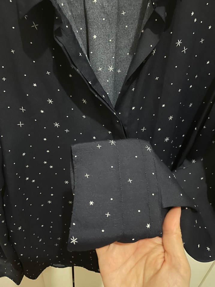 Desenli Siyah Uzun Kollu Saten Gömlek - Görsel 3