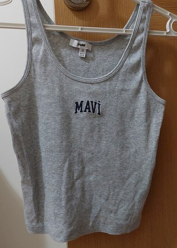 Mavi Gri Kare Yakalı Atlet
