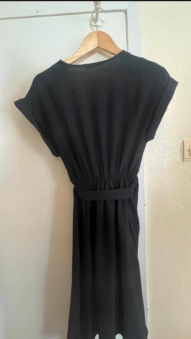 Siyah Düğmeli Hamile Keten Tişört - Görsel 2