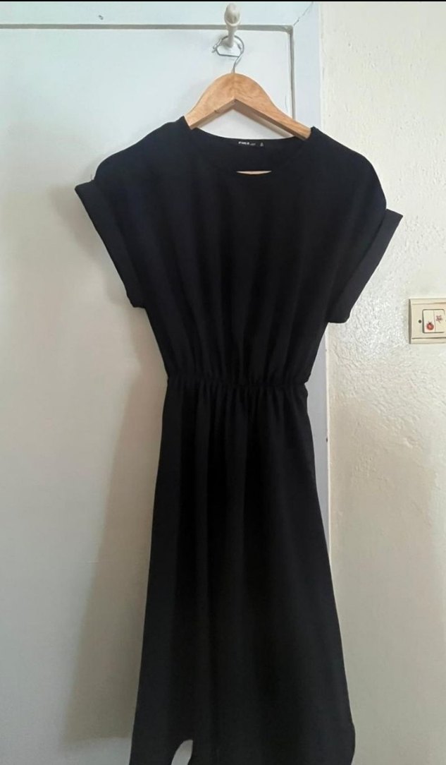 Siyah Düğmeli Hamile Keten Tişört - Görsel 3