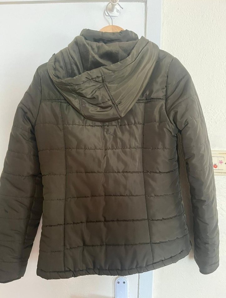 Düğmeli Kadın Kahverengi Kış Montu - Görsel 5