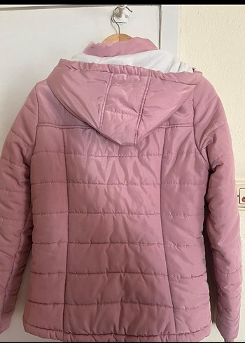 Düğmeli Pembe Kadın Kışlık Mont - Görsel 2