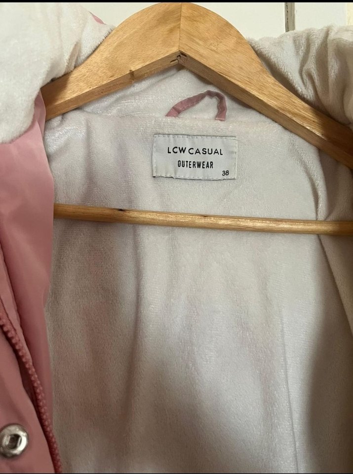 Düğmeli Pembe Kadın Kışlık Mont - Görsel 4