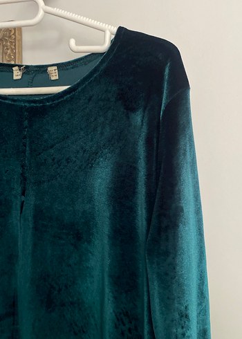 Uzun Kollu Kadife mini elbise - Görsel 2