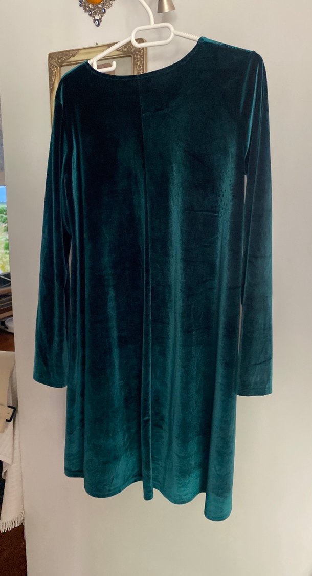 Uzun Kollu Kadife mini elbise - Görsel 3