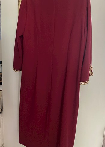 Bordo İşlemeli Uzun Kadın Elbise - Görsel 4