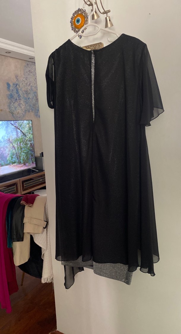 Siyah Gotik Drapeli Uzun Abiye Elbise - Görsel 3