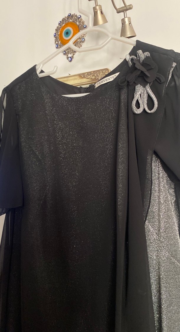 Siyah Gotik Drapeli Uzun Abiye Elbise - Görsel 2