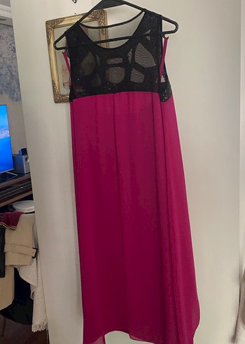 Pembe Uzun Kollu Drapeli Gösterişli Elbise - Görsel 3