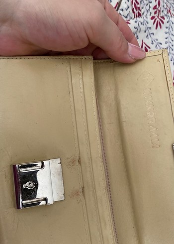 Bej Deri Tokalı Kadın Portföy Çanta - Görsel 2