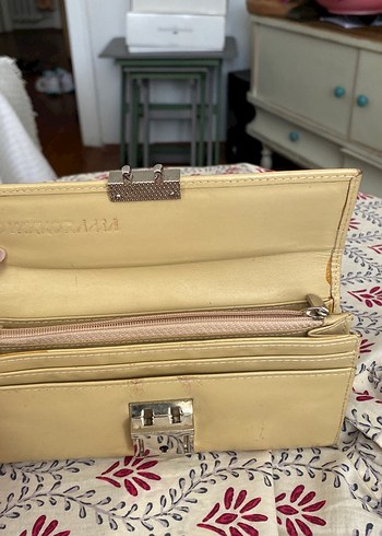 Bej Deri Tokalı Kadın Portföy Çanta - Görsel 3