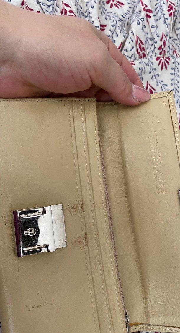 Bej Deri Tokalı Kadın Portföy Çanta - Görsel 2