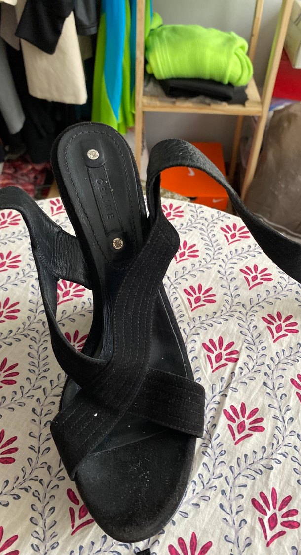 Siyah dolgu topuk Selin ayakkabı - Görsel 5