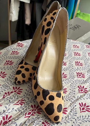 Leopar Desenli Süet Topuklu Tay tüyü Paris  Kadın Ayakkabı - Görsel 4