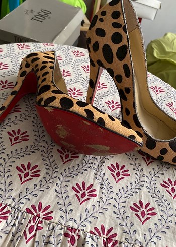 Leopar Desenli Süet Topuklu Tay tüyü Paris  Kadın Ayakkabı - Görsel 3