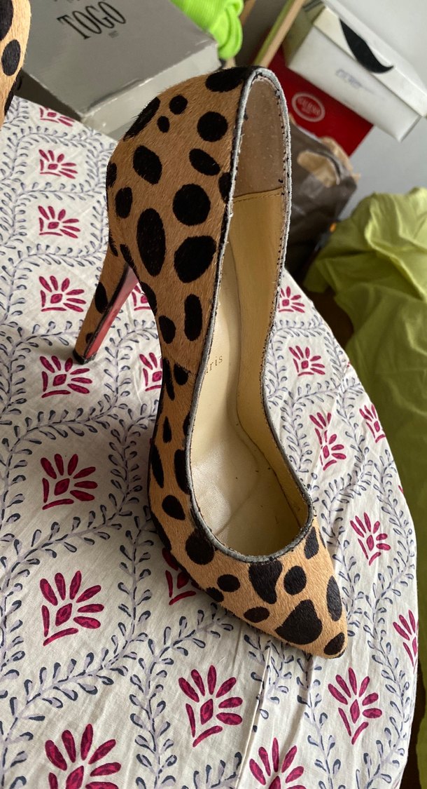 Leopar Desenli Süet Topuklu Tay tüyü Paris  Kadın Ayakkabı - Görsel 2