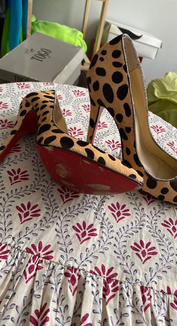 Leopar Desenli Süet Topuklu Tay tüyü Paris  Kadın Ayakkabı - Görsel 3