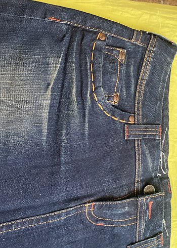 Nakışlı Kemerli Lacivert Denim Mini Etek - Görsel 2