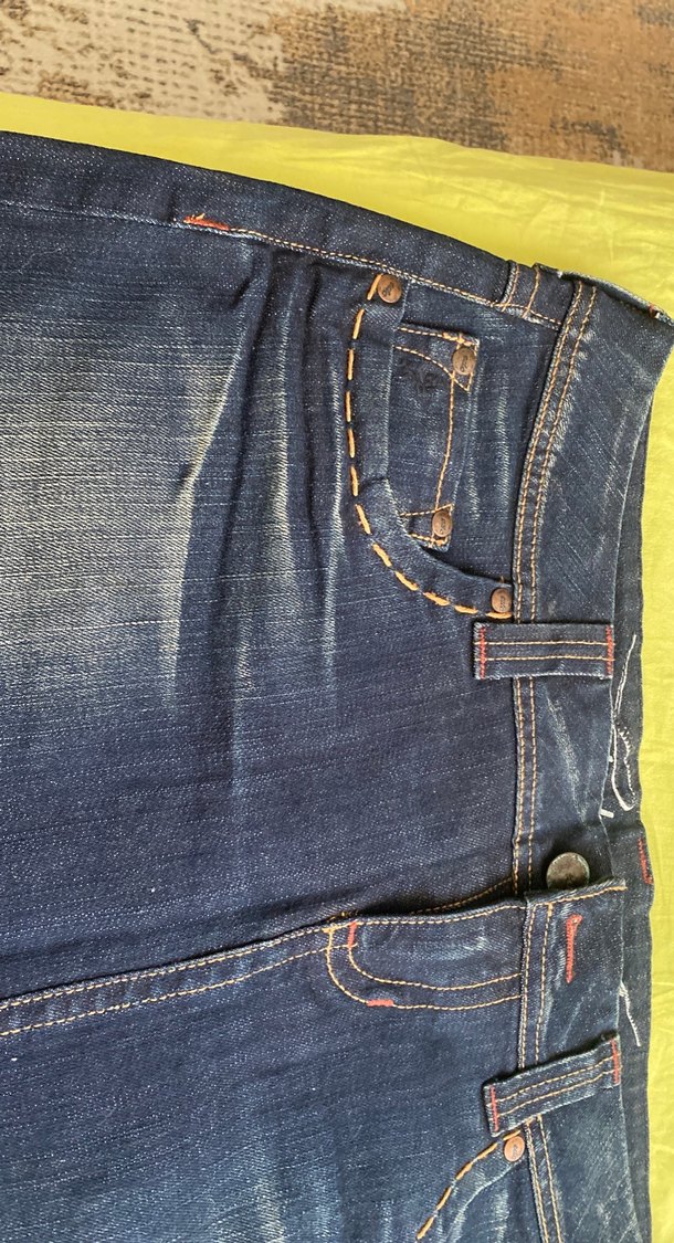 Nakışlı Kemerli Lacivert Denim Mini Etek - Görsel 2