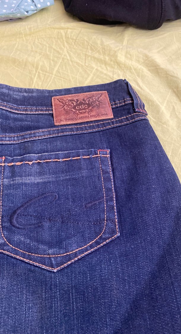 Nakışlı Kemerli Lacivert Denim Mini Etek - Görsel 4