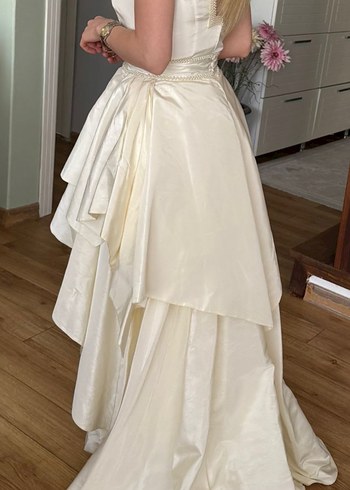 Kısa Kollu Beyaz A-Line Gelinlik Beyaz bıgikten alındı - Görsel 7