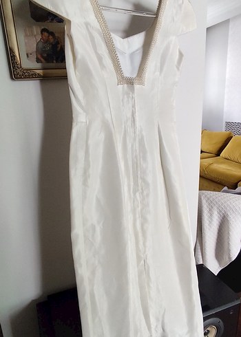 Kısa Kollu Beyaz A-Line Gelinlik Beyaz bıgikten alındı - Görsel 5