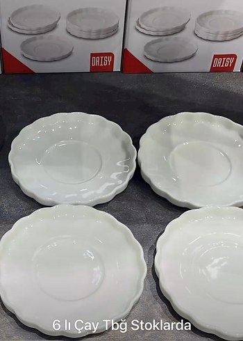 6'lı Beyaz Modern Klasik Çay Tabağı Seti