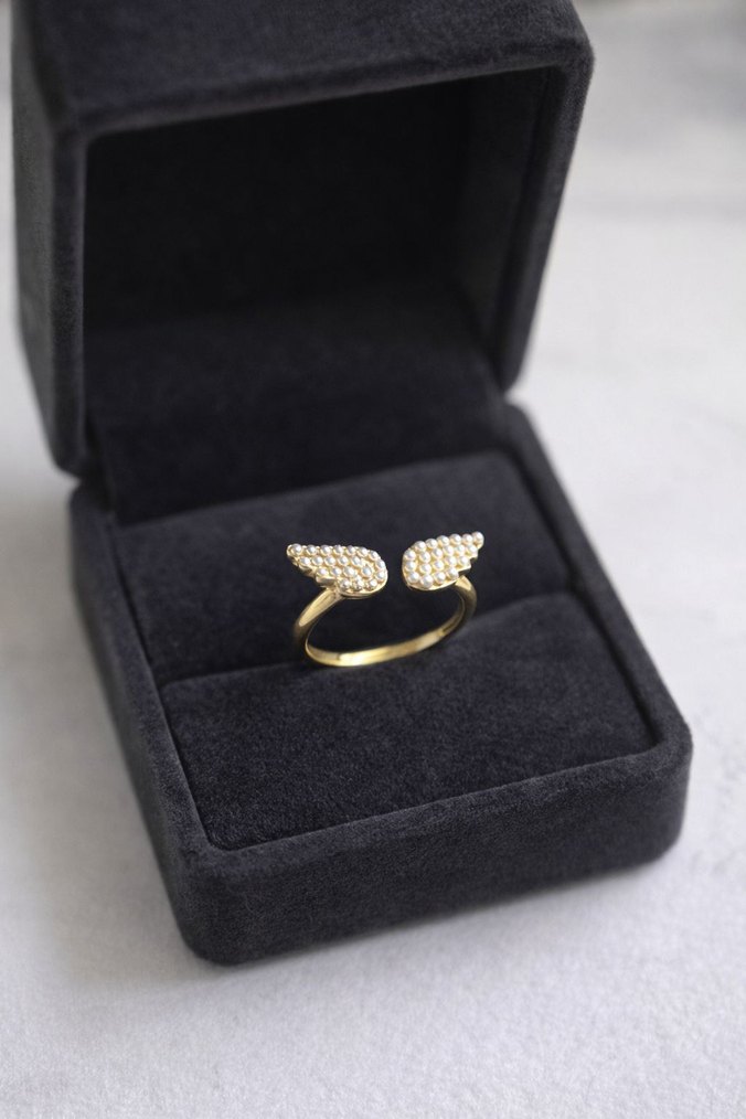 Altın Renkli Parlak Taşlı Kadın Yüzük - Görsel 2