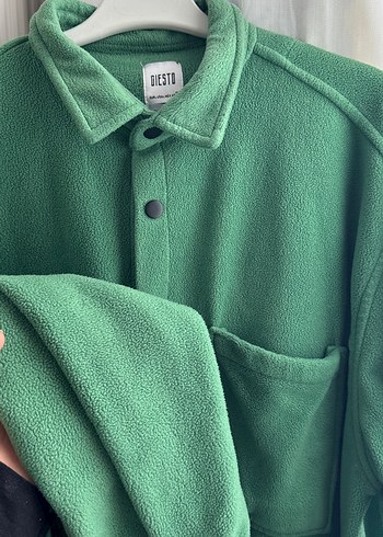 Diğer Düğmeli Yeşil Erkek Polar Overshirt
