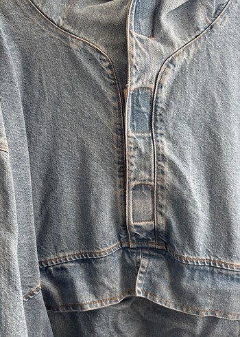 xl Beden Cırtlı kapşonlu Uzun Kollu Kadın Denim Ceket