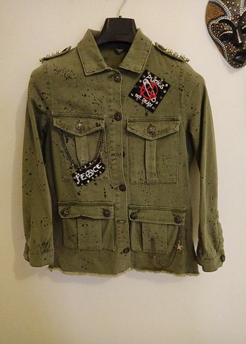 haki kot metal detaylı ceket