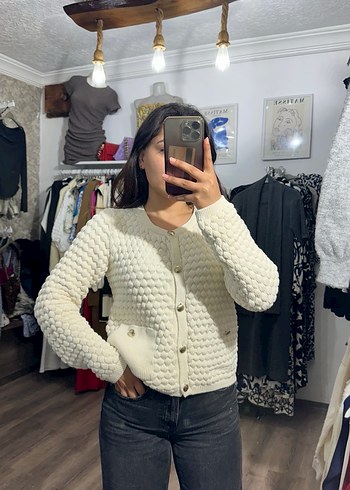 Beyaz Örgü Kadın Hırka - Görsel 4