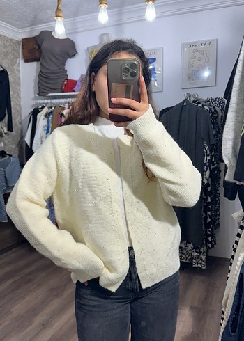 Beyaz Örgü Kadın Yün Kazak - Görsel 3