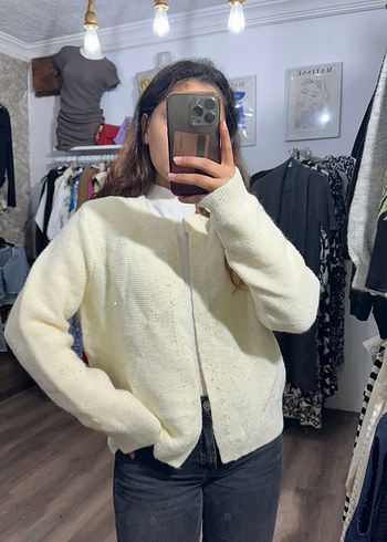 Beyaz Örgü Kadın Yün Kazak - Görsel 4