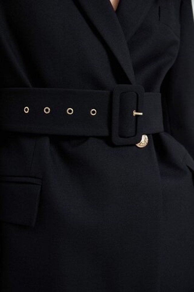 Uzun Siyah Gotik Kadın Trençkot - Görsel 3