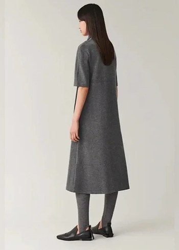 Gri Yün Uzun Triko Elbise - Görsel 5
