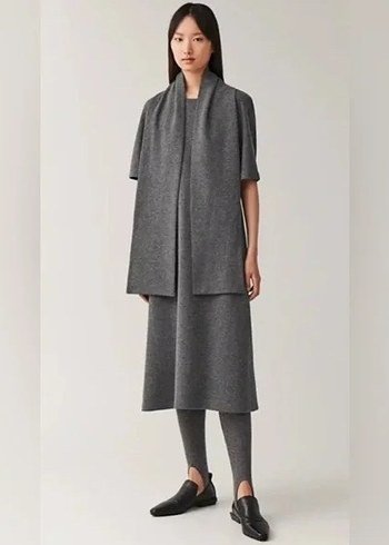 Gri Yün Uzun Triko Elbise - Görsel 4