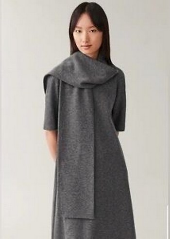 Gri Yün Uzun Triko Elbise - Görsel 3