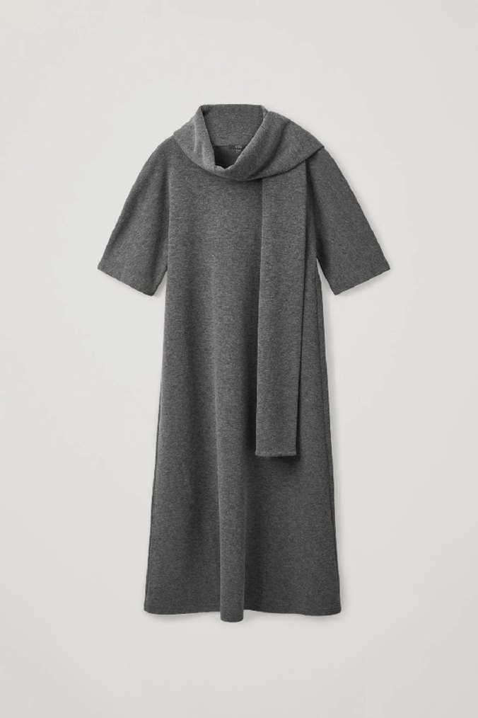 Gri Yün Uzun Triko Elbise - Görsel 2