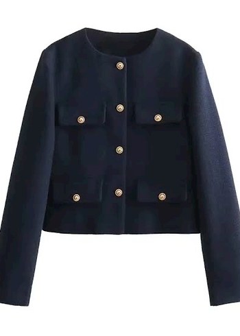 Düğmeli Siyah Midi Kadın Ceket - Görsel 2