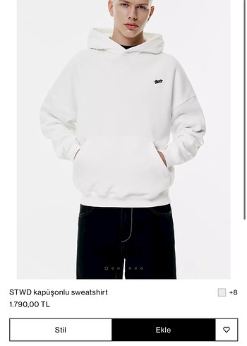 Beyaz Kapüşonlu Rahat Kesim Kadın Eşofman Üstü - Görsel 5